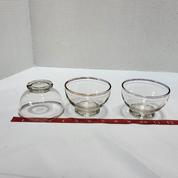 MCM Serving Dinnerware Gold Trim Glass Sherbet Sorbet Dessert Glasses Set of 3 - Picture 9 of 10
